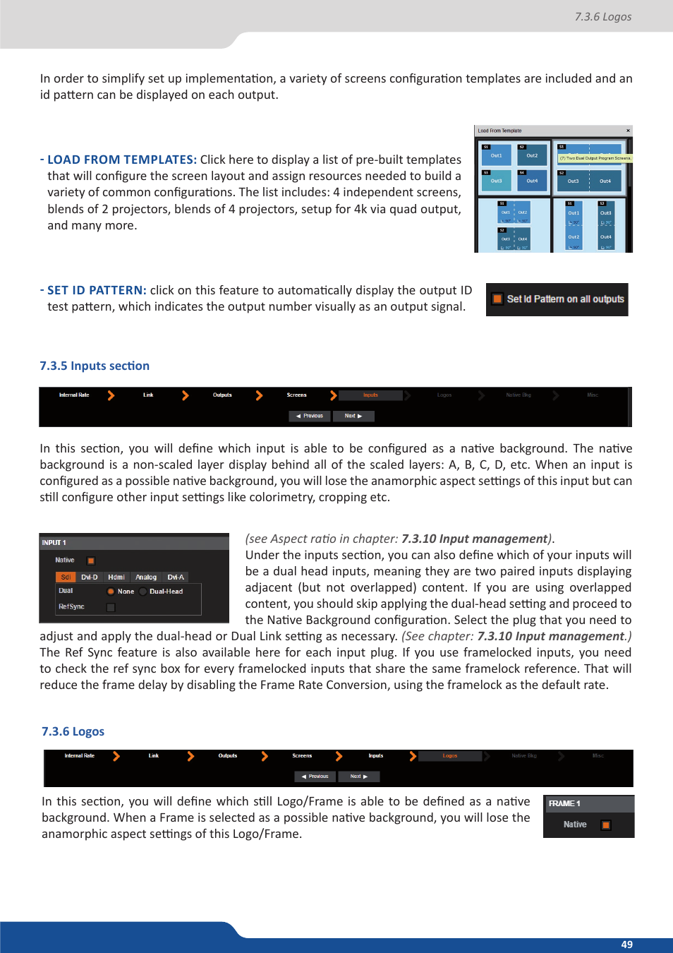 5 inputs section, 6 logos | Analog Way ASCENDER 16 (LIVECORE) - Ref. ASC1602 User Manual User Manual | Page 49 / 118