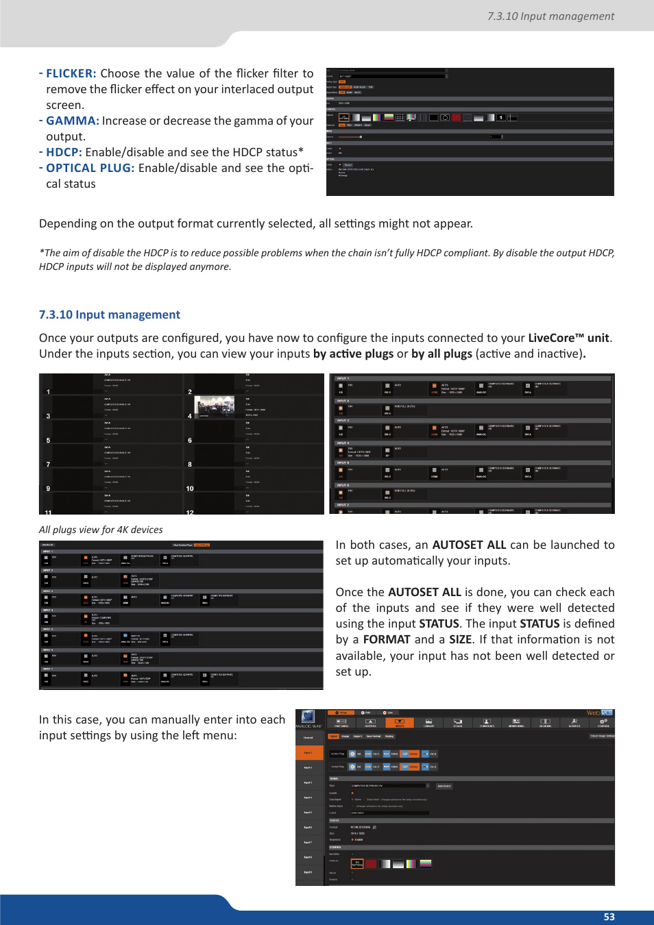 10 input management | Analog Way ASCENDER 16 (LIVECORE) - Ref. ASC1602 User Manual User Manual | Page 53 / 118