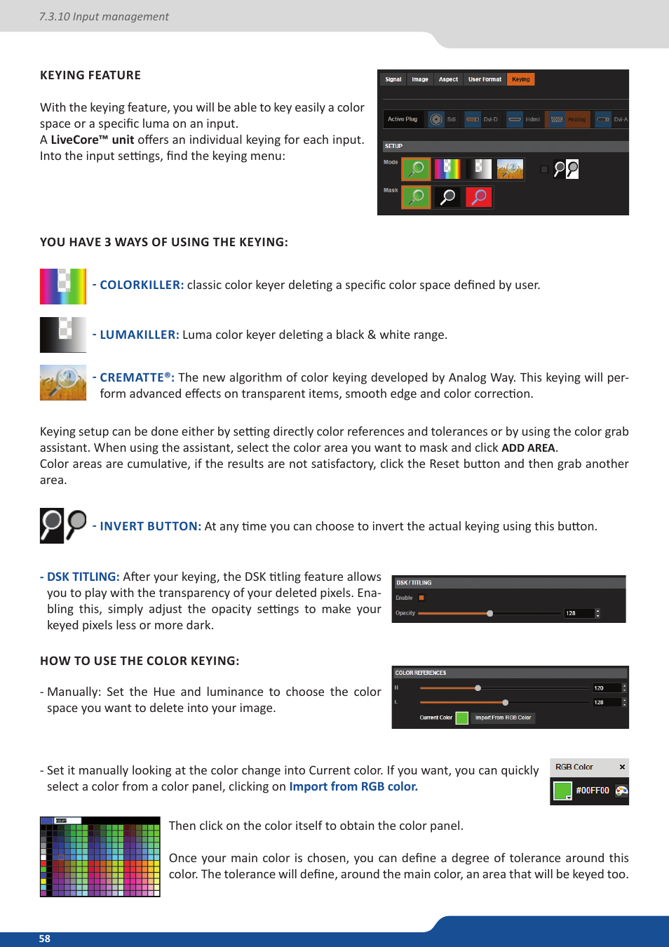 Analog Way ASCENDER 16 (LIVECORE) - Ref. ASC1602 User Manual User Manual | Page 58 / 118