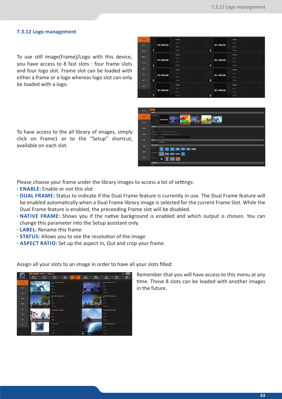 12 logo management | Analog Way ASCENDER 16 (LIVECORE) - Ref. ASC1602 User Manual User Manual | Page 63 / 118