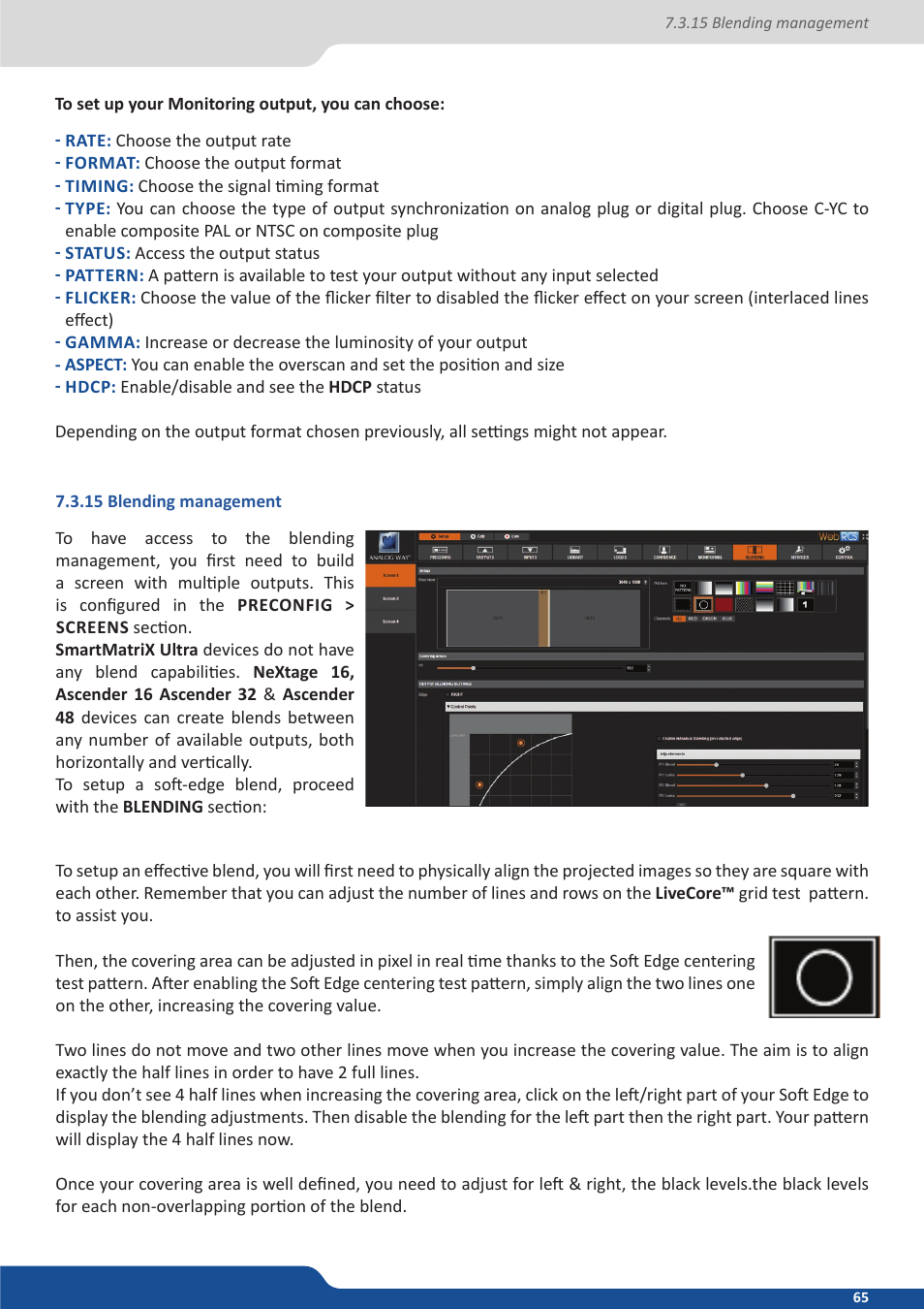 15 blending management | Analog Way ASCENDER 16 (LIVECORE) - Ref. ASC1602 User Manual User Manual | Page 65 / 118