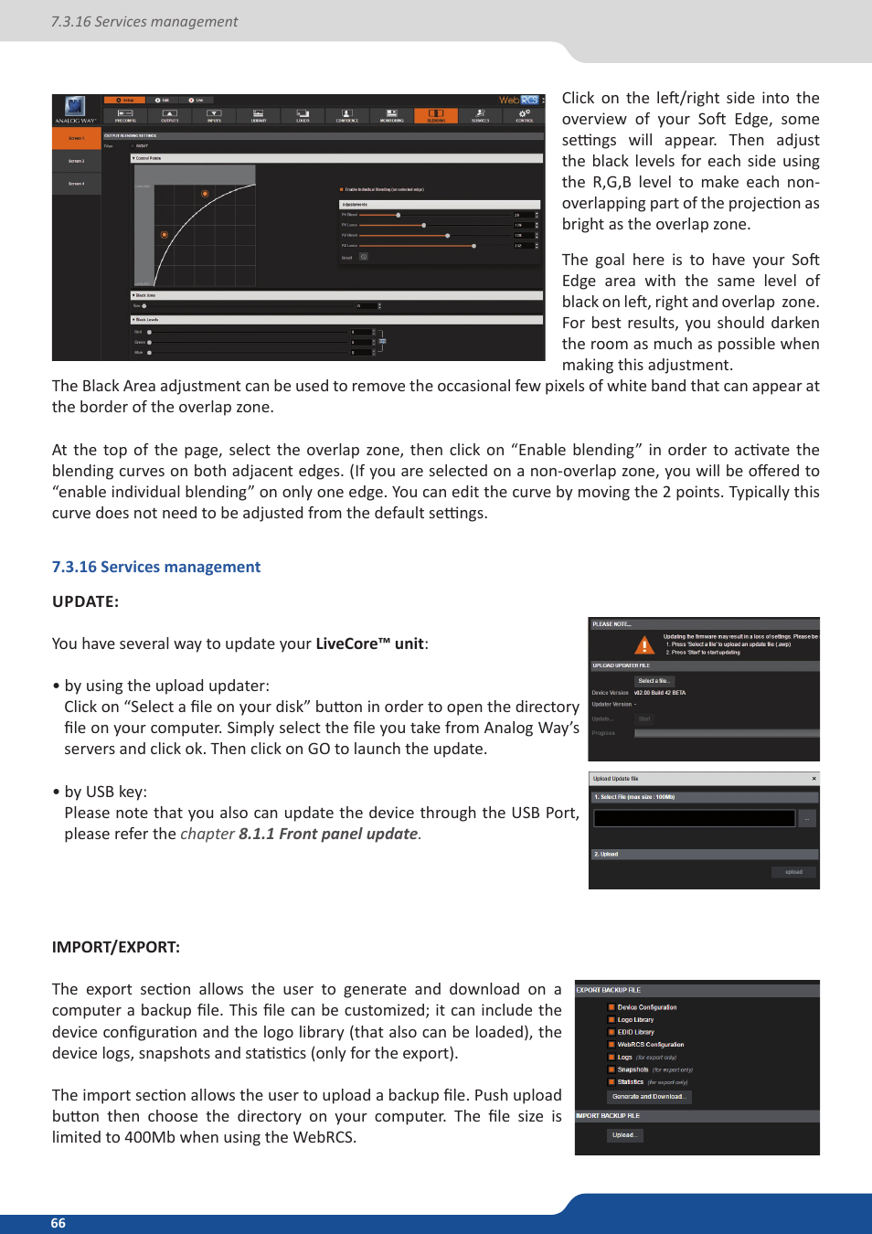 16 services management | Analog Way ASCENDER 16 (LIVECORE) - Ref. ASC1602 User Manual User Manual | Page 66 / 118