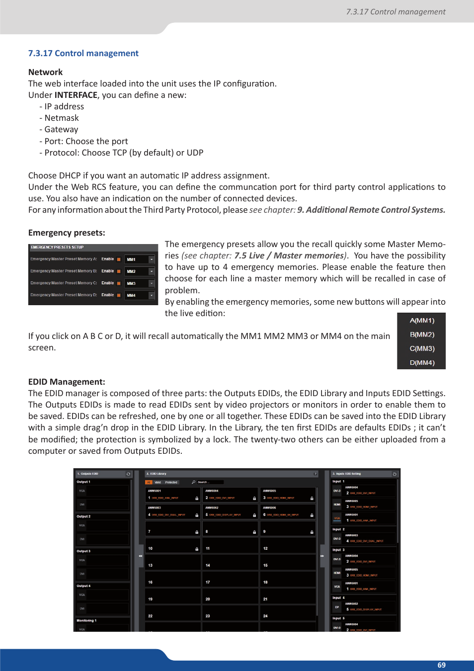 17 control management | Analog Way ASCENDER 16 (LIVECORE) - Ref. ASC1602 User Manual User Manual | Page 69 / 118