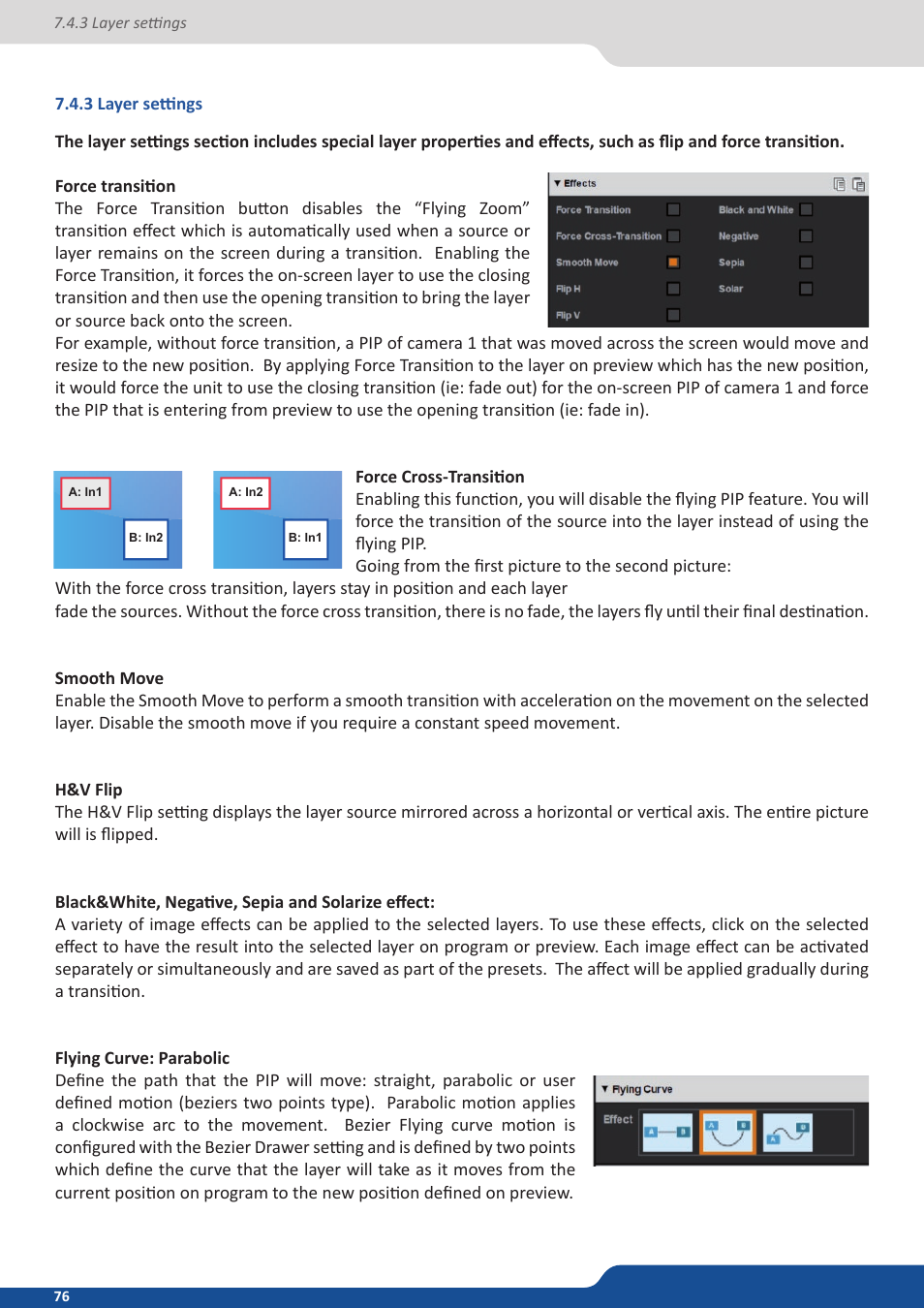 3 layer settings, See faders in chapter: 7.4.4 layer, Selection and native background ) | See mirror in chapter: 7.4.4 layer | Analog Way ASCENDER 16 (LIVECORE) - Ref. ASC1602 User Manual User Manual | Page 76 / 118