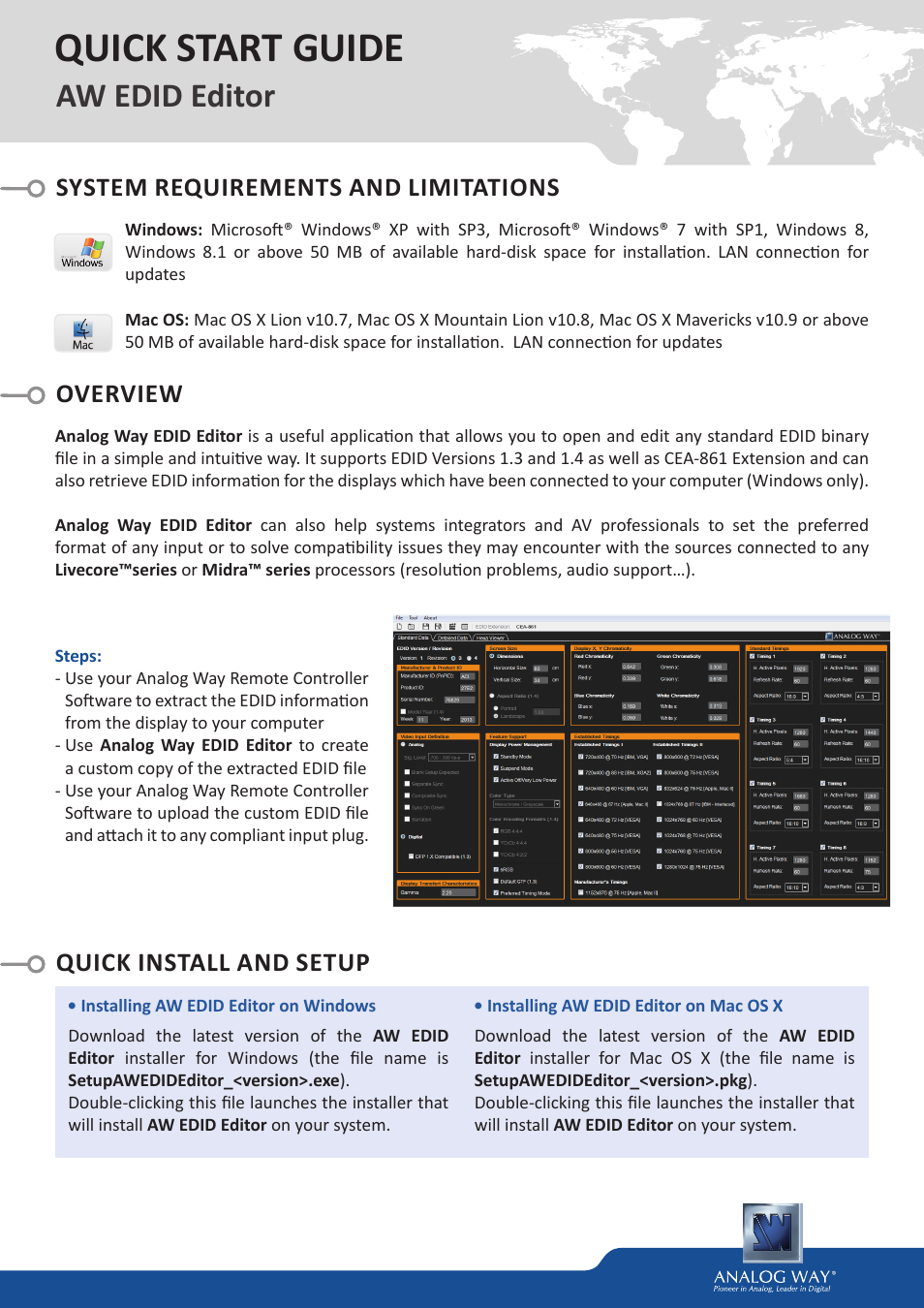 Analog Way AW EDID EDITOR - Ref. AWEE User Manual | 4 pages