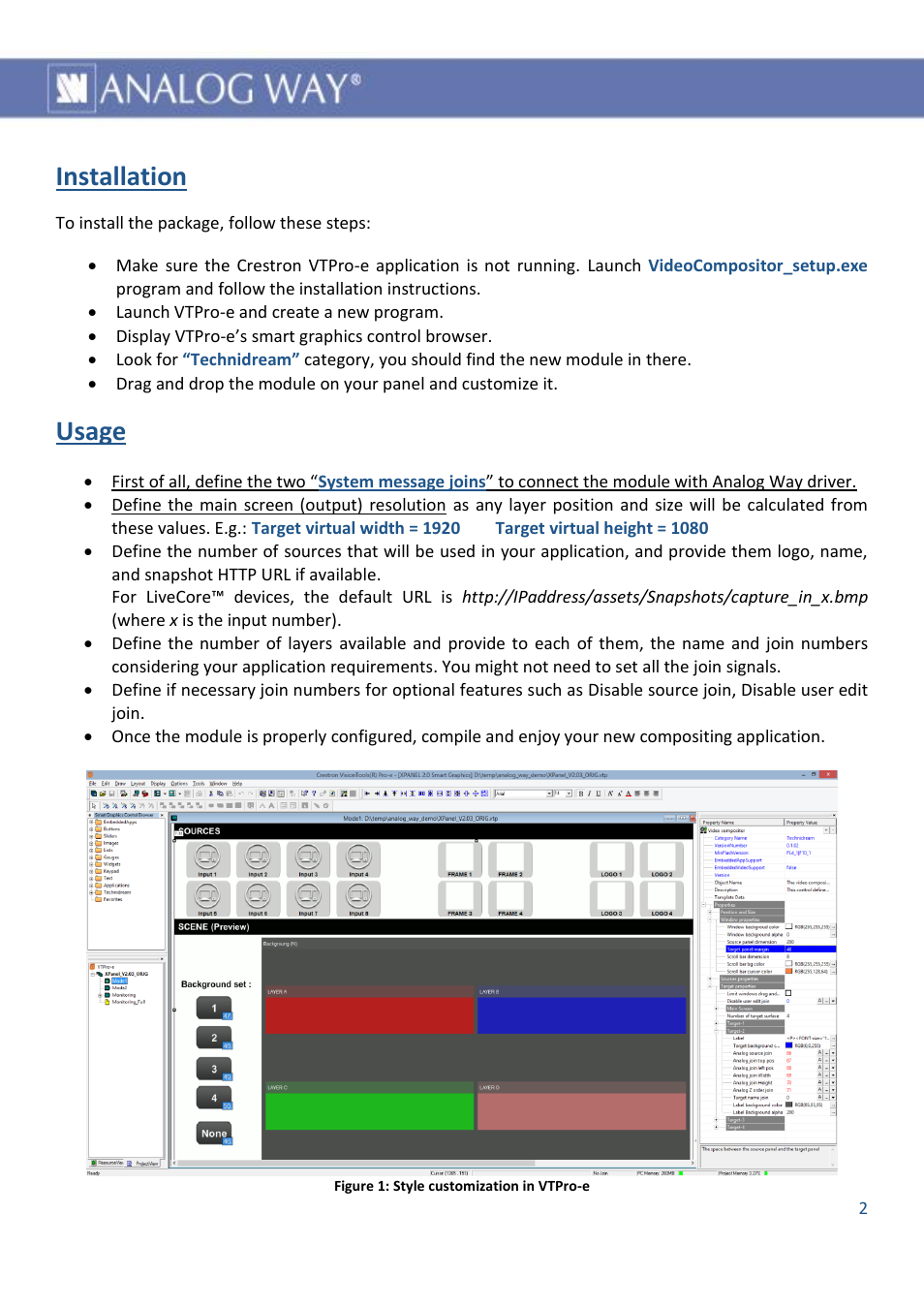 Installation, Usage | Analog Way AW VIDEOCOMPOSITOR - LIVECORE PLATFORM - Ref. AWVDC Smart Graphics module User Manual | Page 3 / 10