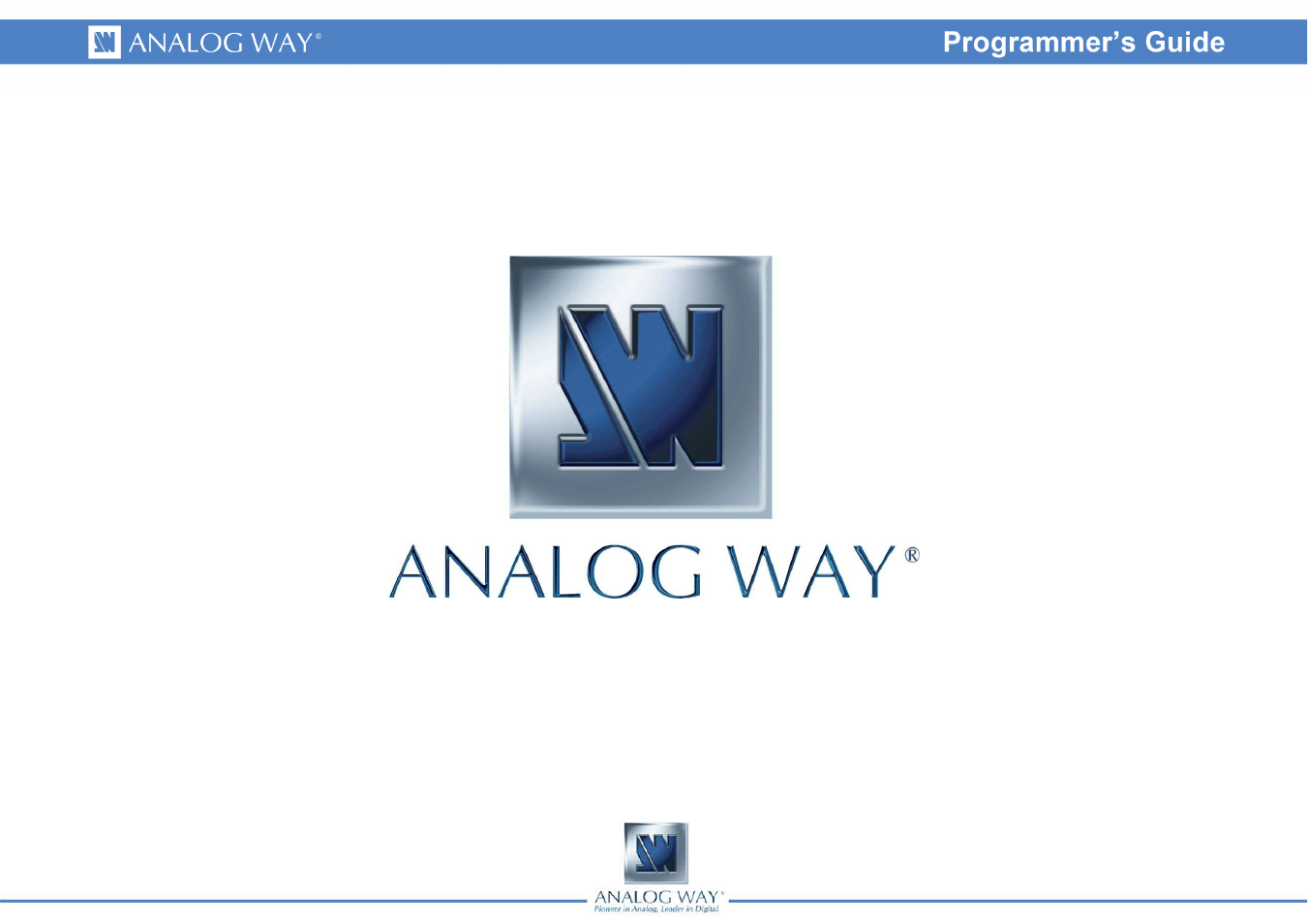 Analog Way BROAD SCAN - Ref. BSC730 Programmer's Guide User Manual | 13 pages