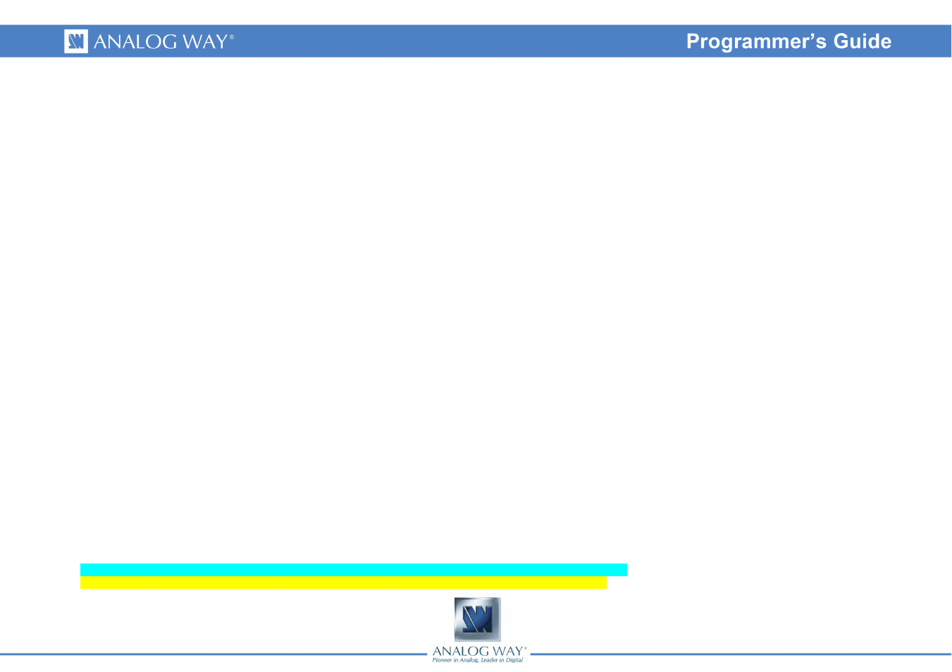 Analog Way DI-VENTIX II - Ref. DVX8044 Programmer's Guide User Manual | Page 3 / 52