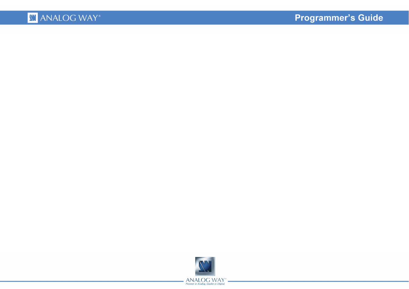 Analog Way DI-VENTIX II - Ref. DVX8044 Programmer's Guide User Manual | Page 52 / 52