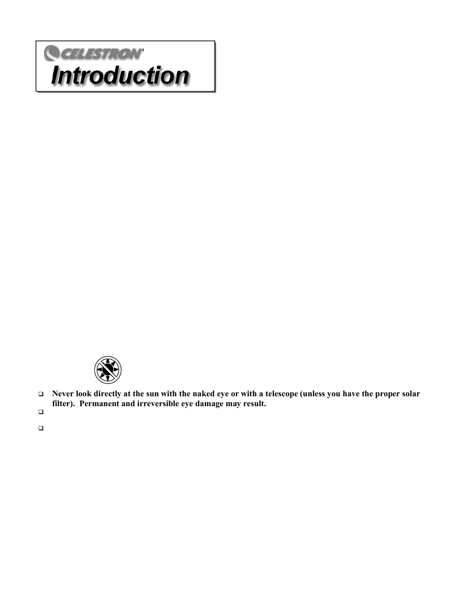 Warning | Celestron CGEM 1100 User Manual | Page 4 / 71