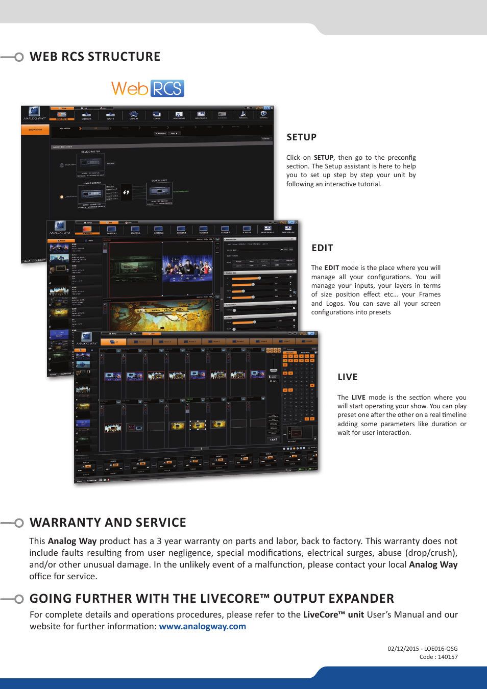 Analog Way LIVECORE OUTPUT EXPANDER 16 - Ref. LOE016 User Manual | Page 4 / 4