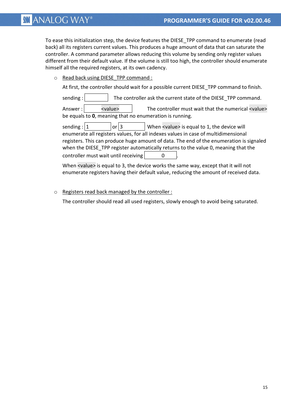 Tpdie | Analog Way LIVECORE PLATFORM TPP Current Programmer's Guide User Manual | Page 15 / 44