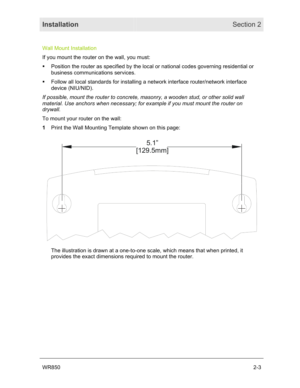Wall mount installation | Motorola WR850GP User Manual | Page 19 / 95