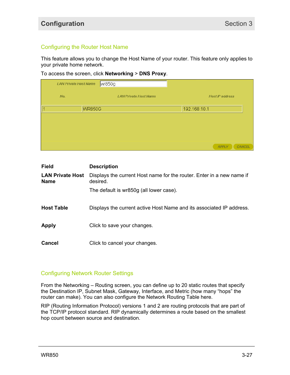 Configuring the router host name, Configuring network router settings | Motorola WR850GP User Manual | Page 64 / 95
