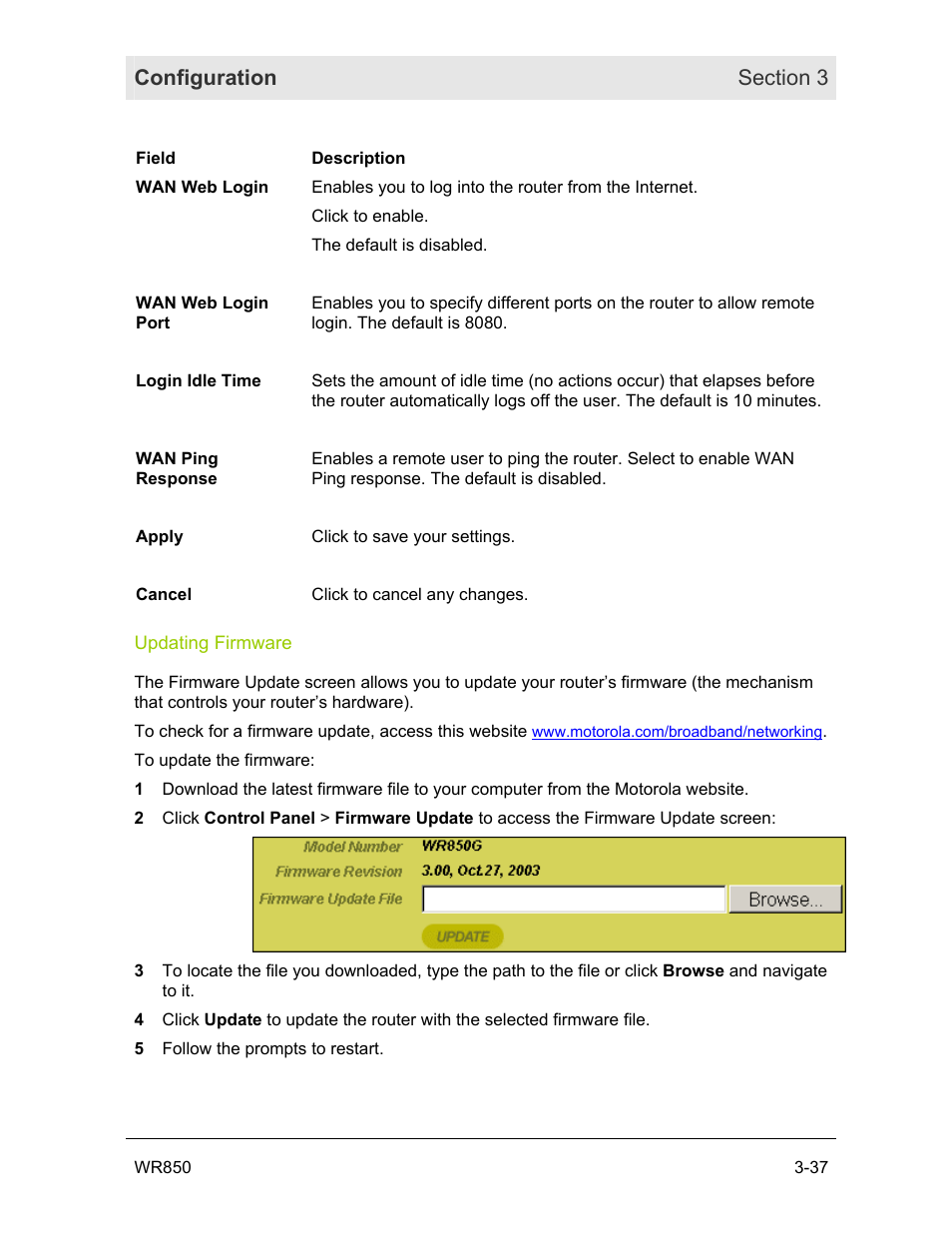 Updating firmware | Motorola WR850GP User Manual | Page 74 / 95