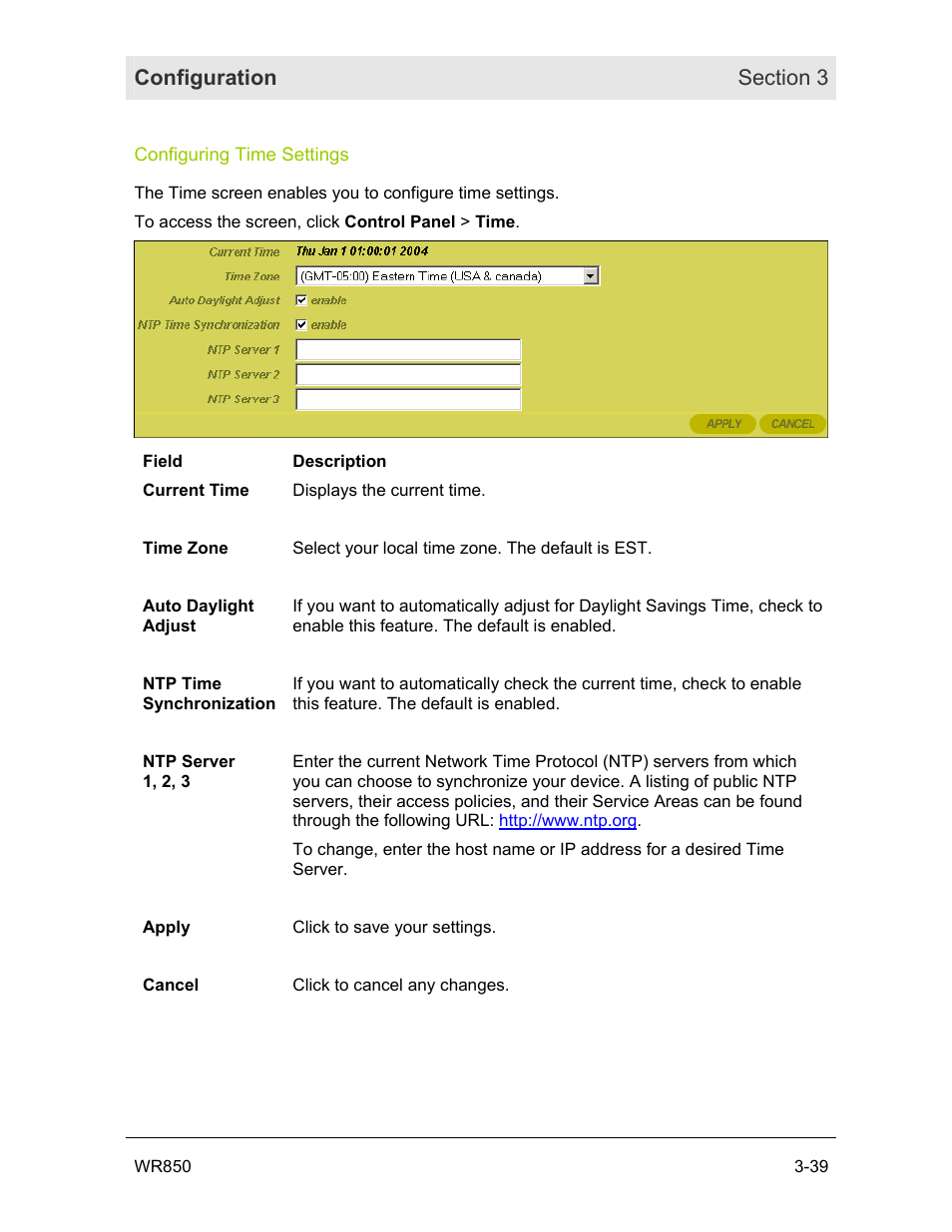 Configuring time settings | Motorola WR850GP User Manual | Page 76 / 95