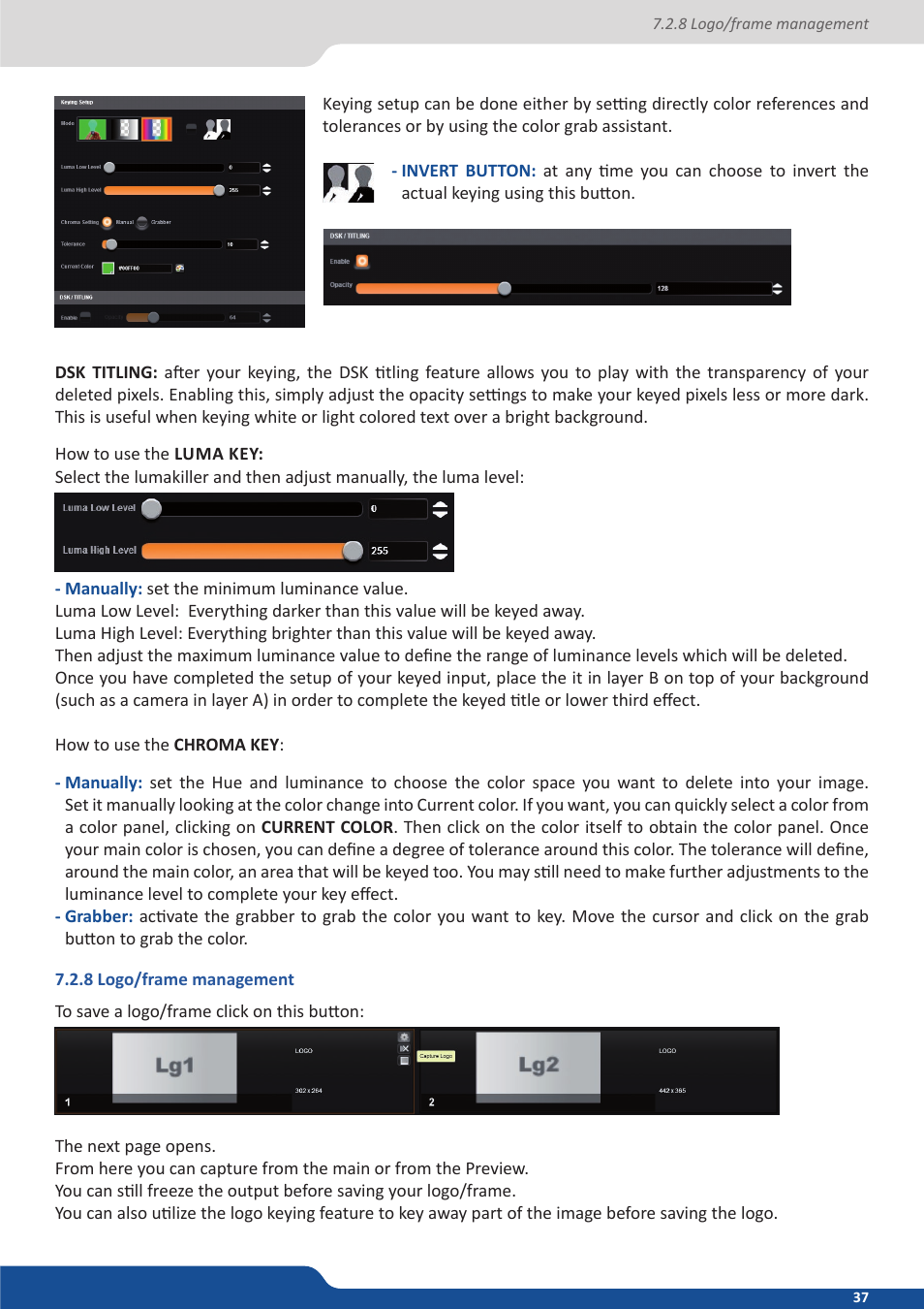 8 logo/frame management | Analog Way PULSE2 (MIDRA) - Ref. PLS350 User Manual User Manual | Page 37 / 100