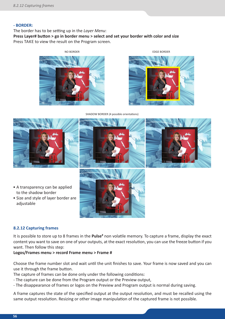 12 capturing frames | Analog Way PULSE2 (MIDRA) - Ref. PLS350 User Manual User Manual | Page 56 / 100