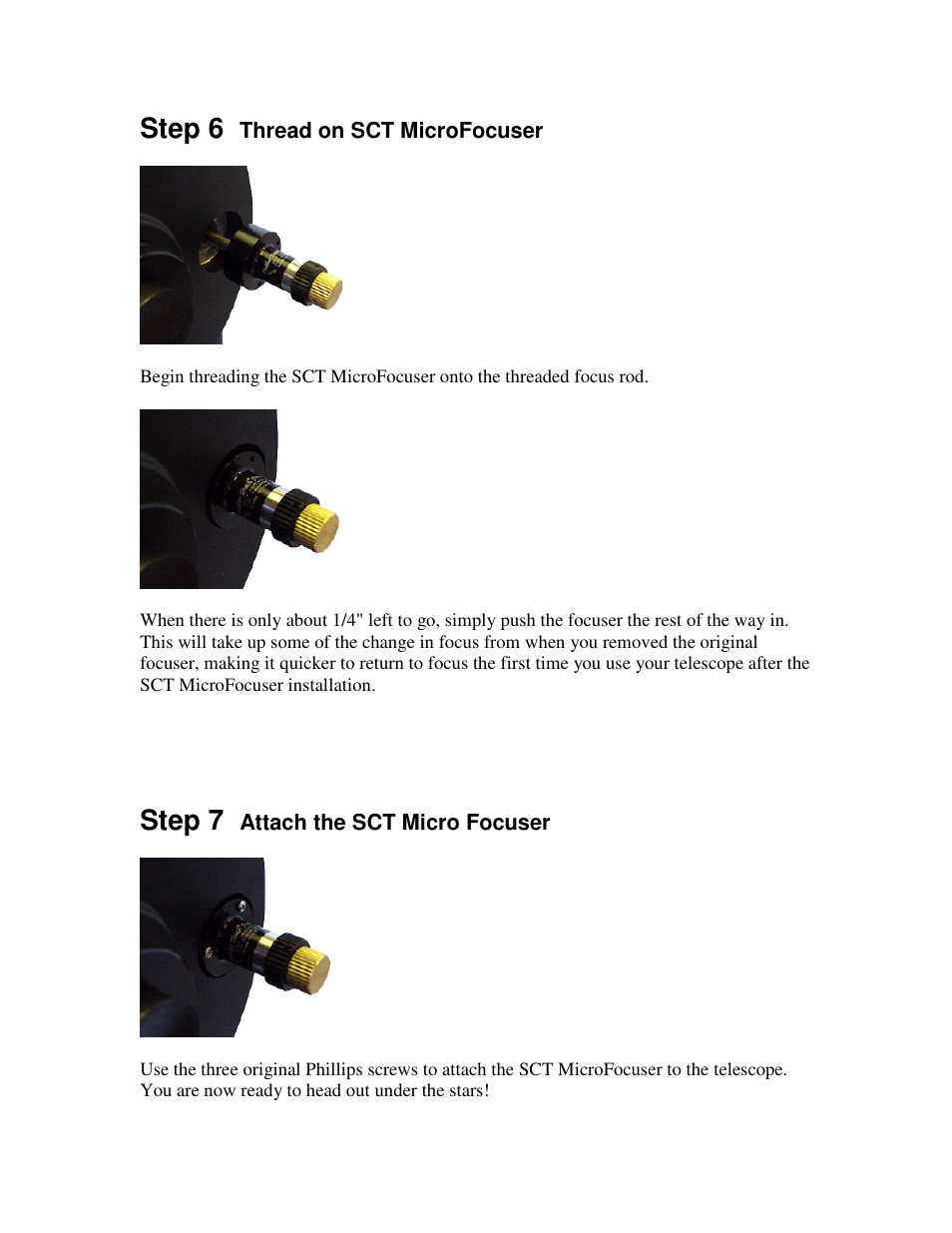 Step 6, Step 7 | Celestron Feathertouch SCT Microfocuser User Manual | Page 4 / 4
