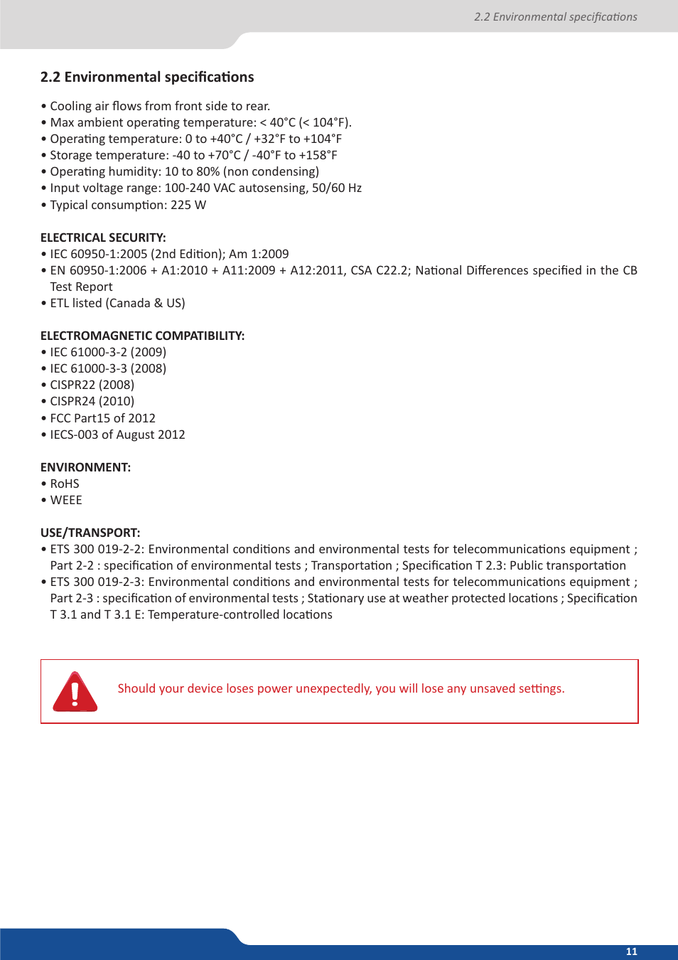 2 environmental specifications | Analog Way VERTIGE - Ref. VRC300 User Manual User Manual | Page 11 / 44