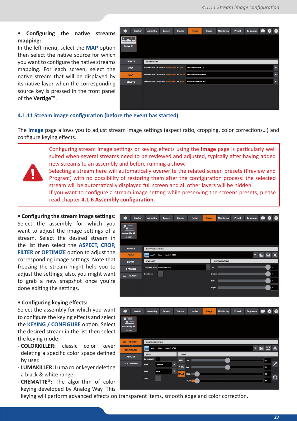 11 stream image configuration | Analog Way VERTIGE - Ref. VRC300 User Manual User Manual | Page 27 / 44