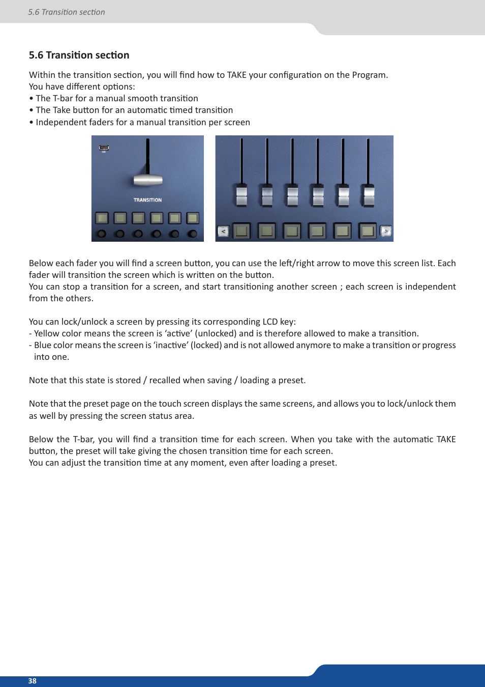 6 transition section | Analog Way VERTIGE - Ref. VRC300 User Manual User Manual | Page 38 / 44