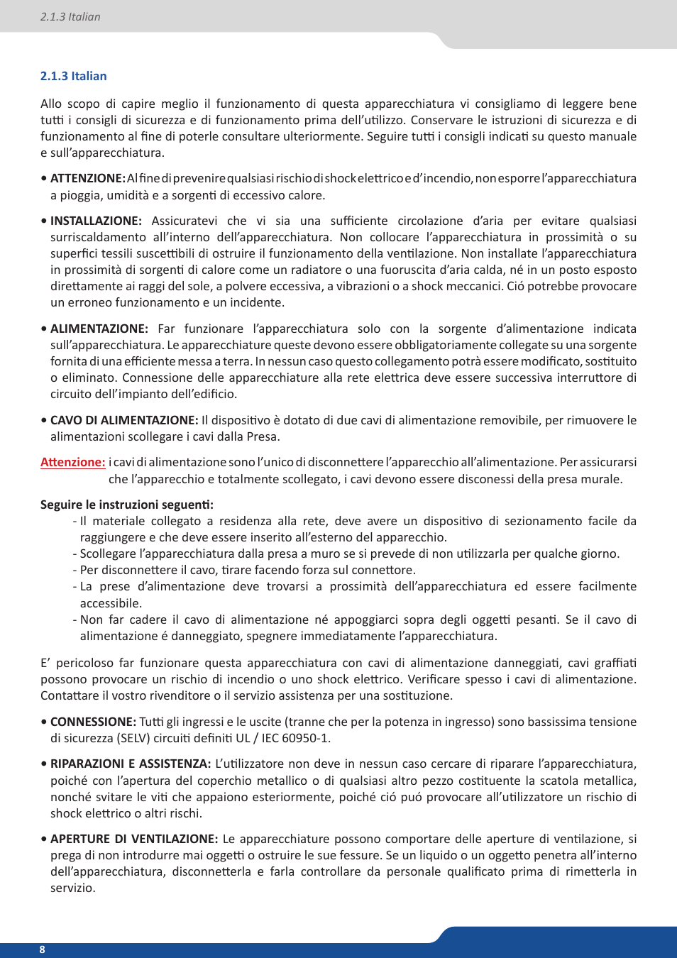 3 italian | Analog Way VERTIGE - Ref. VRC300 User Manual User Manual | Page 8 / 44