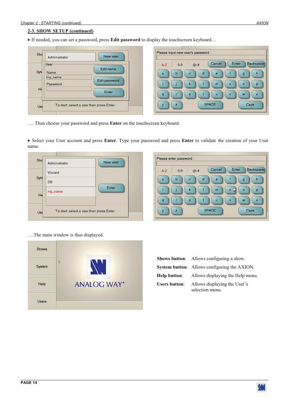 Analog Way Axion - ARC100 User Manual | Page 14 / 29