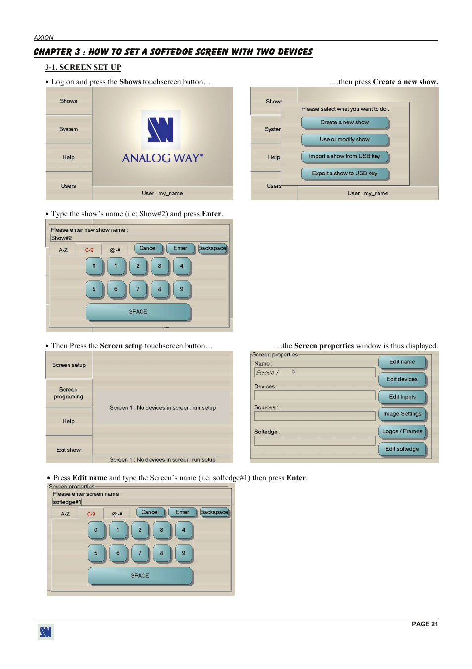 Analog Way Axion - ARC100 User Manual | Page 21 / 29