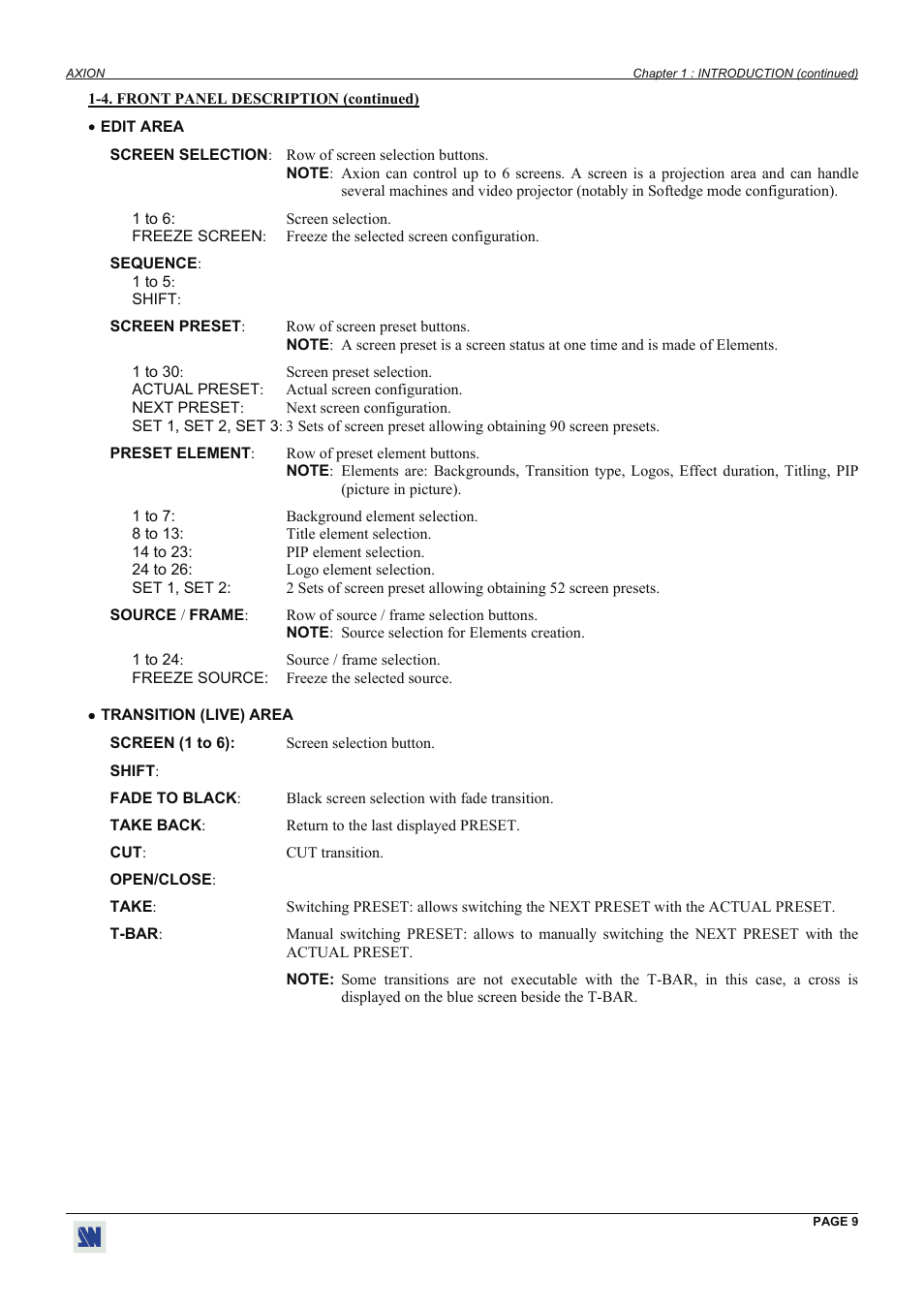 Analog Way Axion - ARC100 User Manual | Page 9 / 29