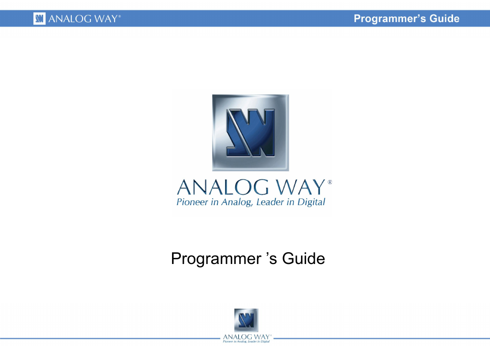 Analog Way Axion2 - ARC200 Programmer's Guide User Manual | 6 pages