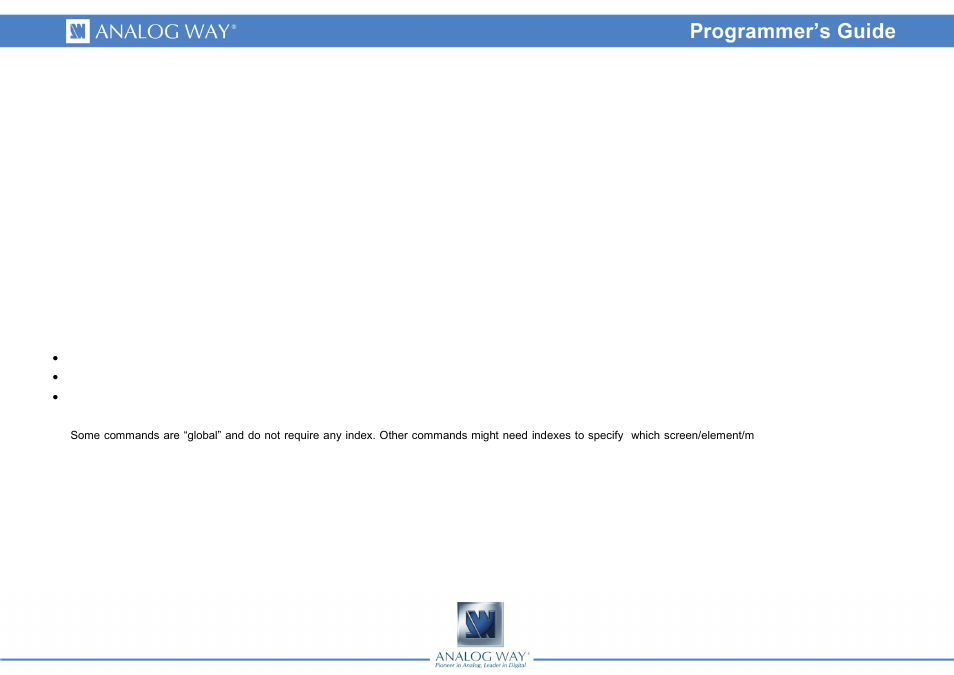 Introduction, Command structure | Analog Way Axion2 - ARC200 Programmer's Guide User Manual | Page 2 / 6