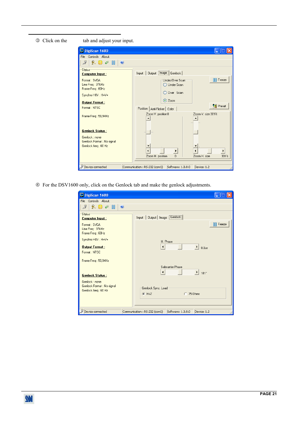 Analog Way Digi Scan 1600 - DSV1600 User Manual | Page 21 / 28
