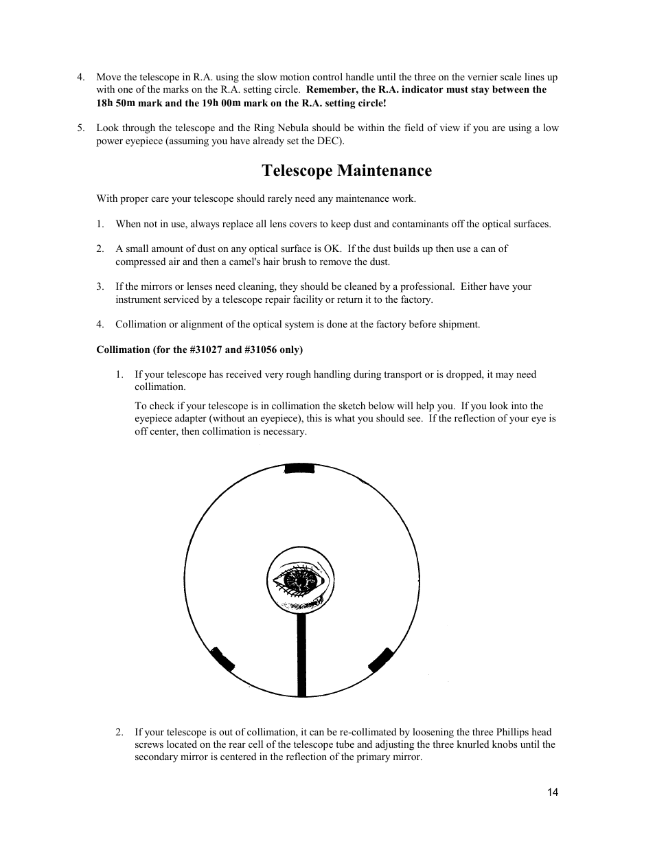 Telescope maintenance | Celestron 31027 User Manual | Page 14 / 17