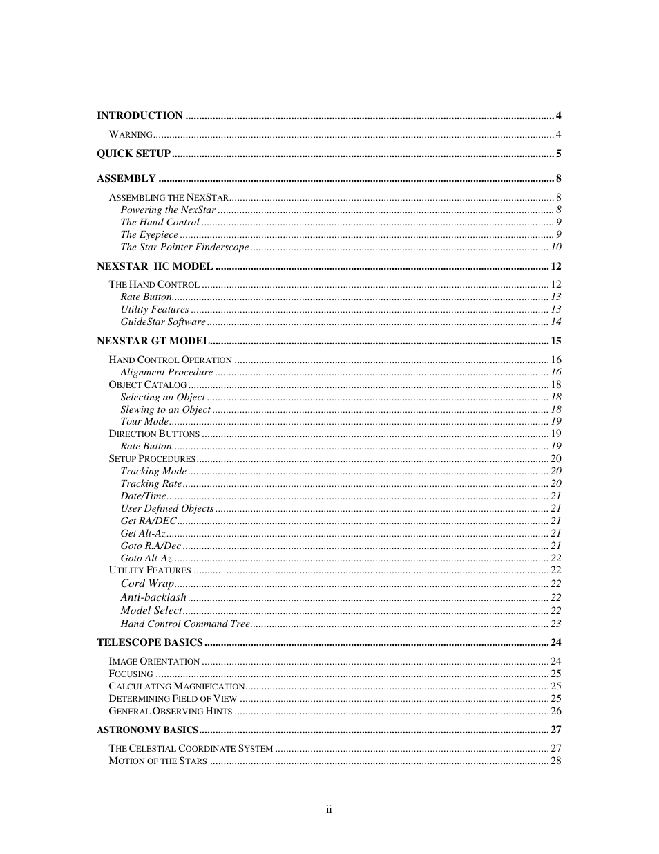 Celestron NexStar HC User Manual | Page 2 / 53