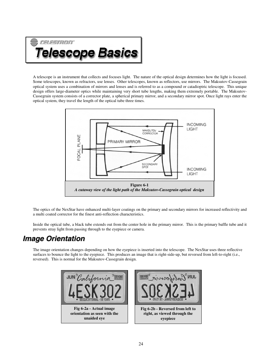 Image orientation, Telescope basics, Mage | Rientation | Celestron NexStar HC User Manual | Page 24 / 53