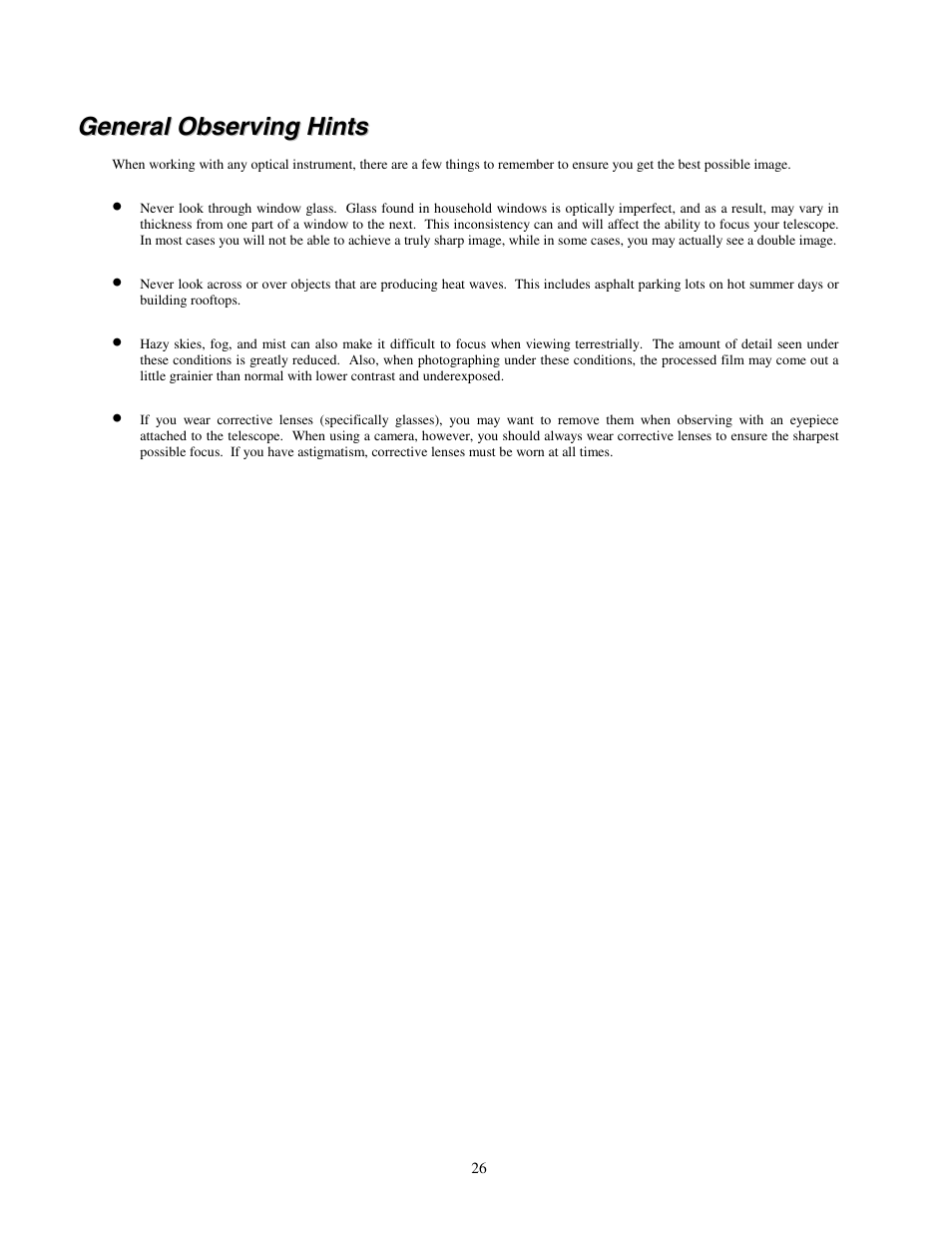 General observing hints, Eneral, Bserving | Ints | Celestron NexStar HC User Manual | Page 26 / 53