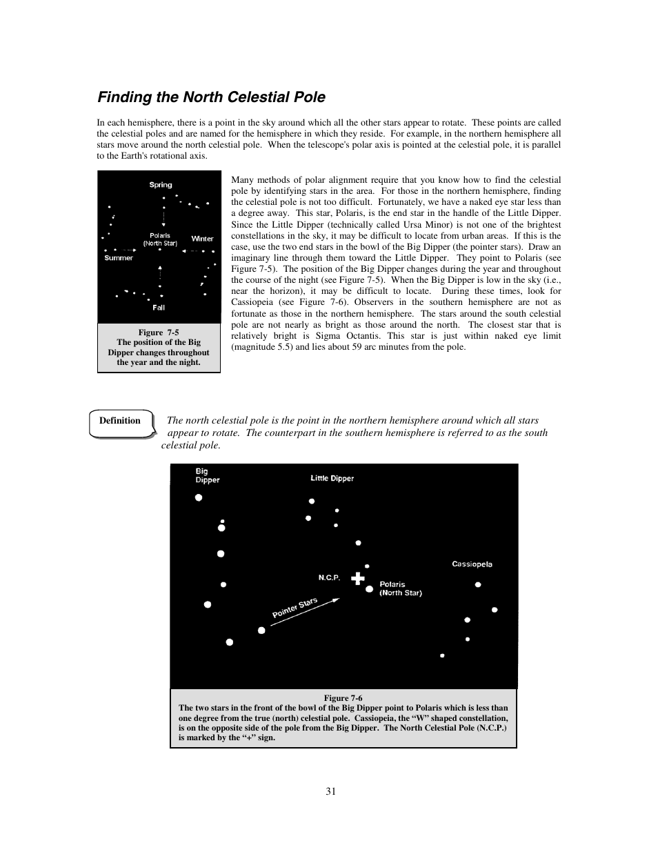 Finding the north celestial pole | Celestron NexStar HC User Manual | Page 31 / 53