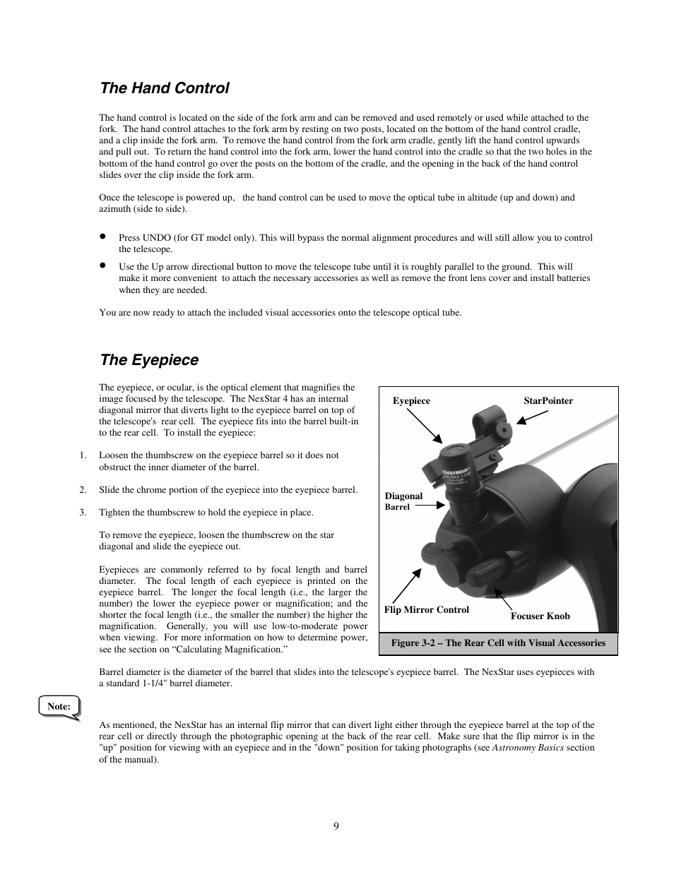 The hand control, The eyepiece | Celestron NexStar HC User Manual | Page 9 / 53