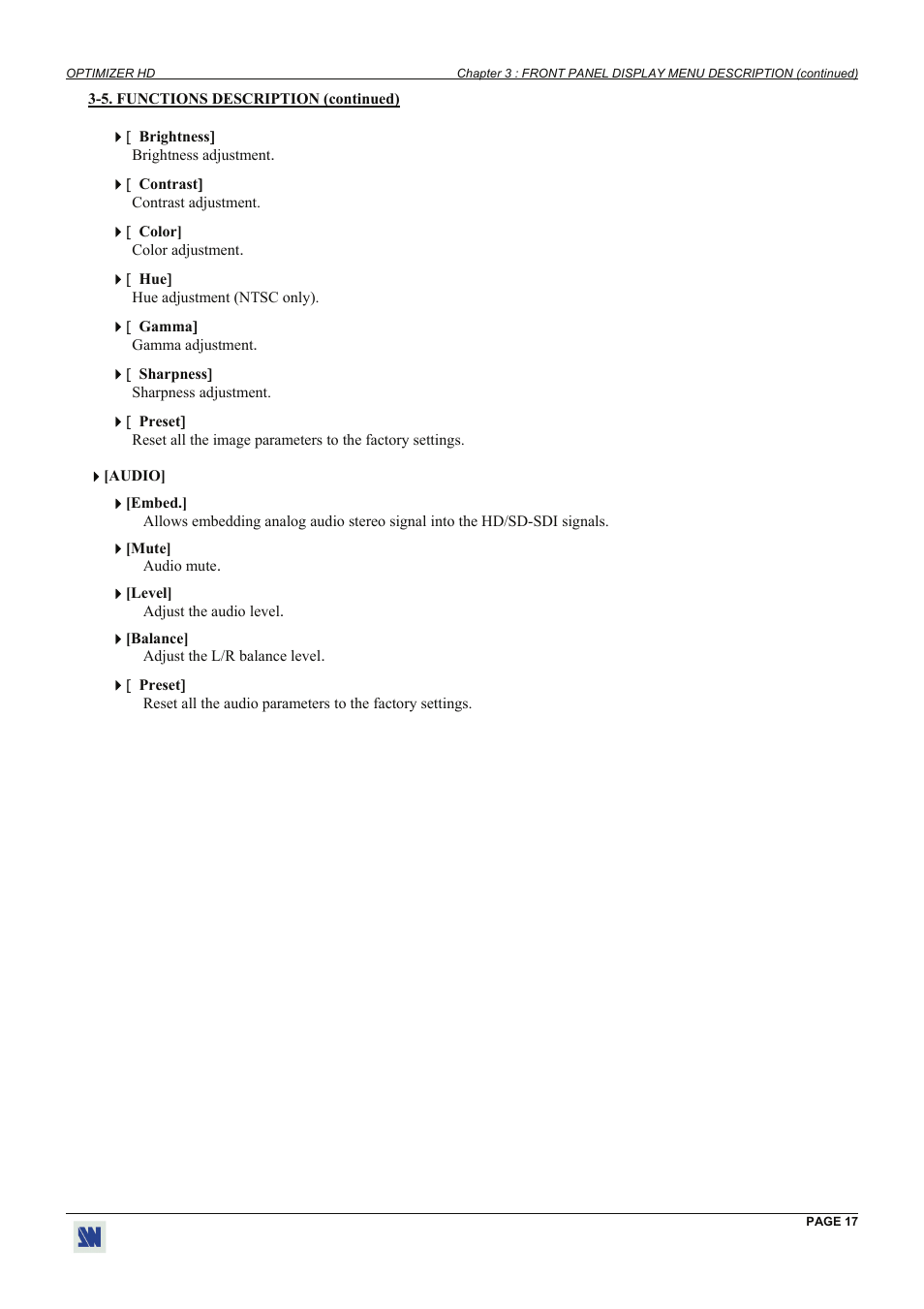 Analog Way Optimizer HD - OHD888-AG User Manual | Page 17 / 26