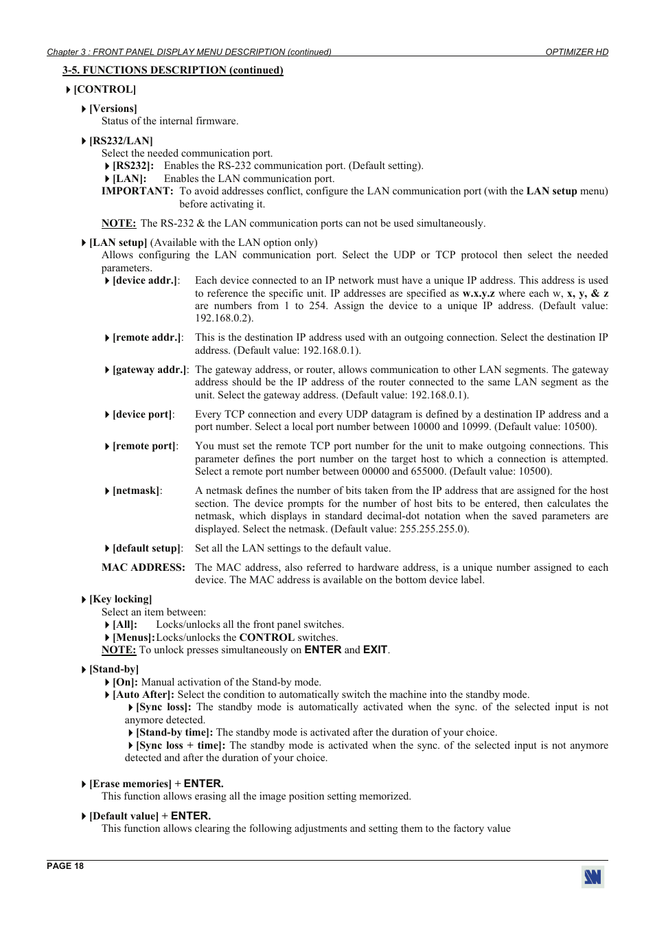 Analog Way Optimizer HD - OHD888-AG User Manual | Page 18 / 26