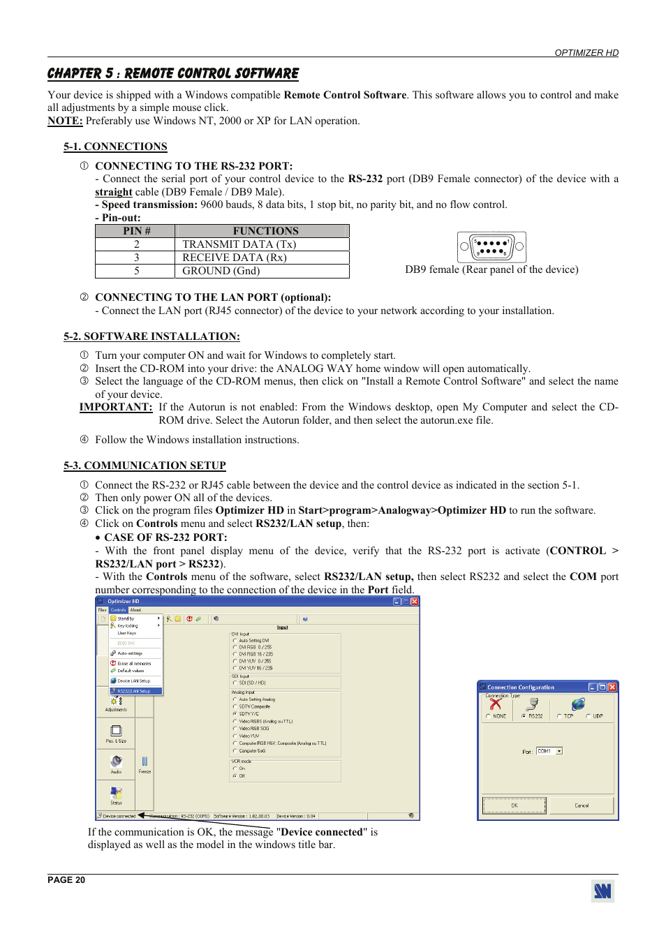 Chapter 5 : remote control software | Analog Way Optimizer HD - OHD888-AG User Manual | Page 20 / 26