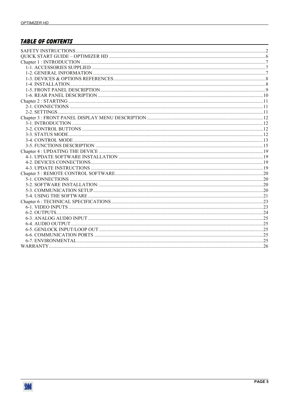 Analog Way Optimizer HD - OHD888-AG User Manual | Page 5 / 26