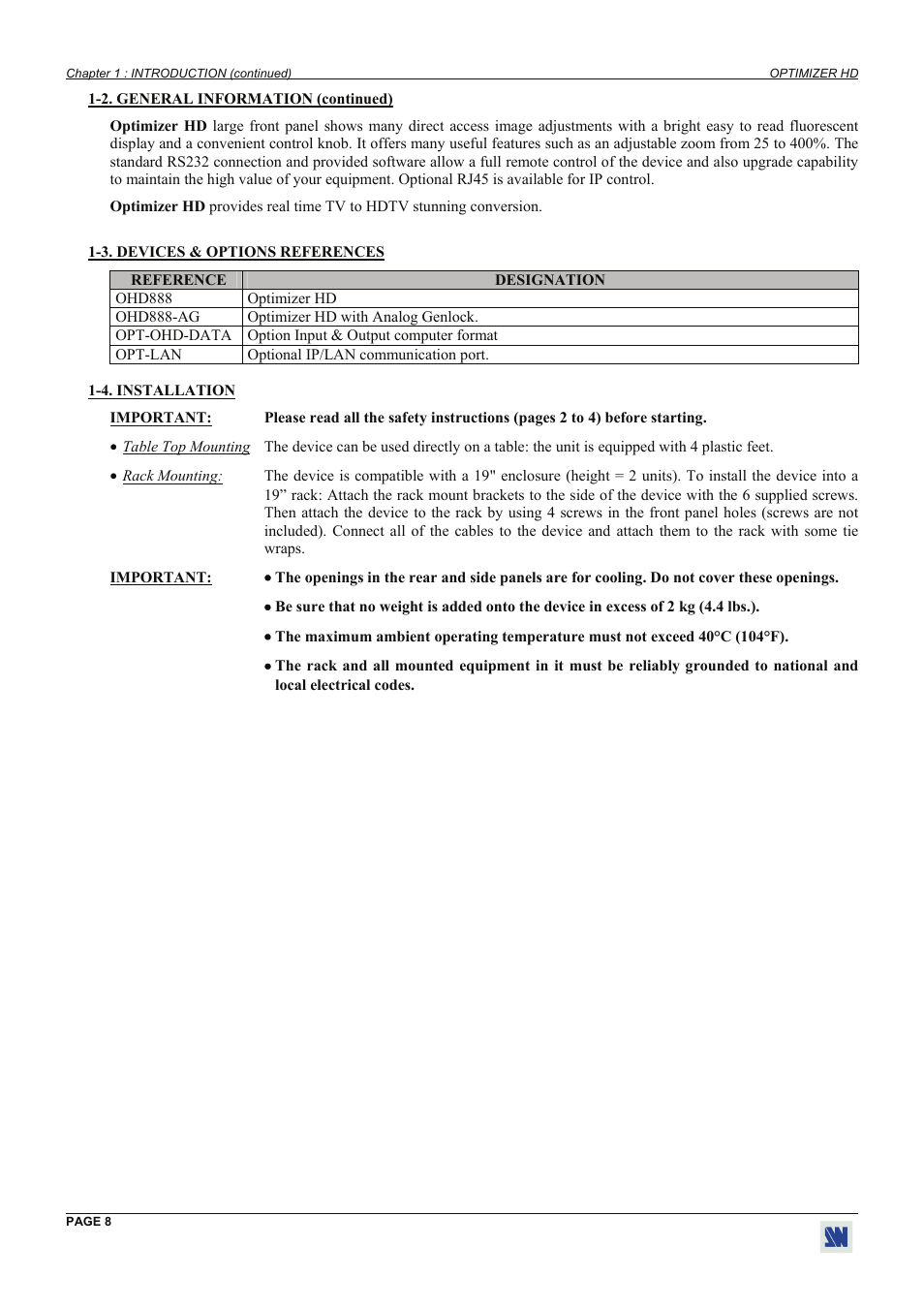 Analog Way Optimizer HD - OHD888-AG User Manual | Page 8 / 26