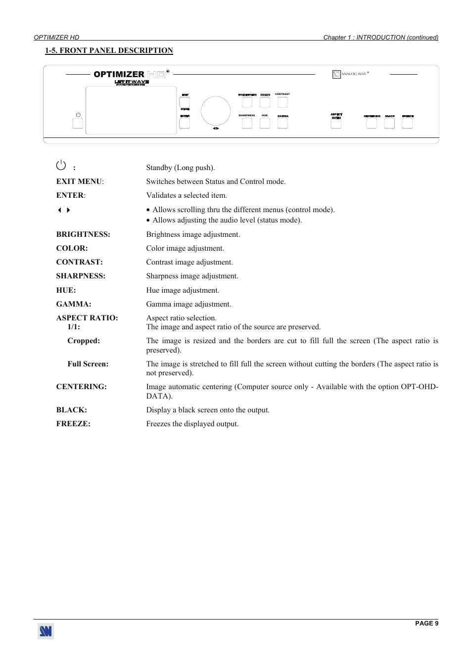 Analog Way Optimizer HD - OHD888-AG User Manual | Page 9 / 26