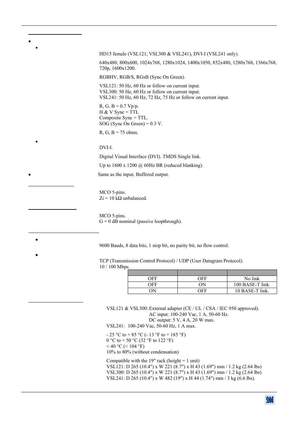 2. display output, 3. audio inputs, 4. audio output | 5. communication port, 6. environmental | Analog Way V-Scale C - VSL300 User Manual | Page 32 / 38