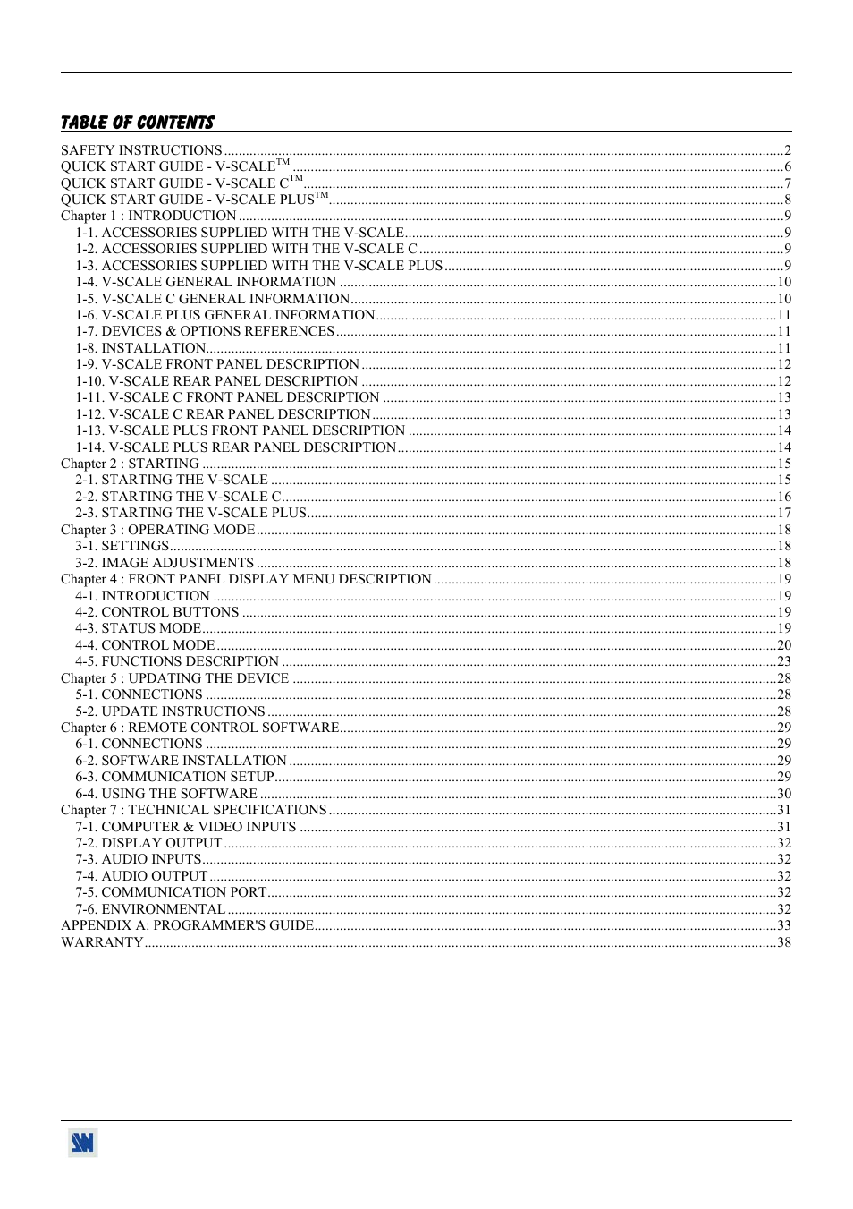 Analog Way V-Scale C - VSL300 User Manual | Page 5 / 38