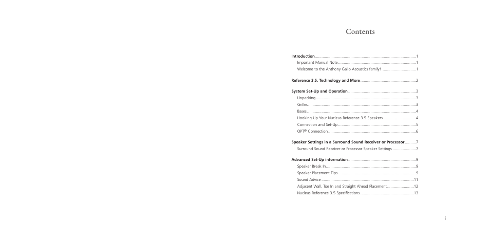 Anthony Gallo Reference 3.5 User Manual | Page 3 / 20