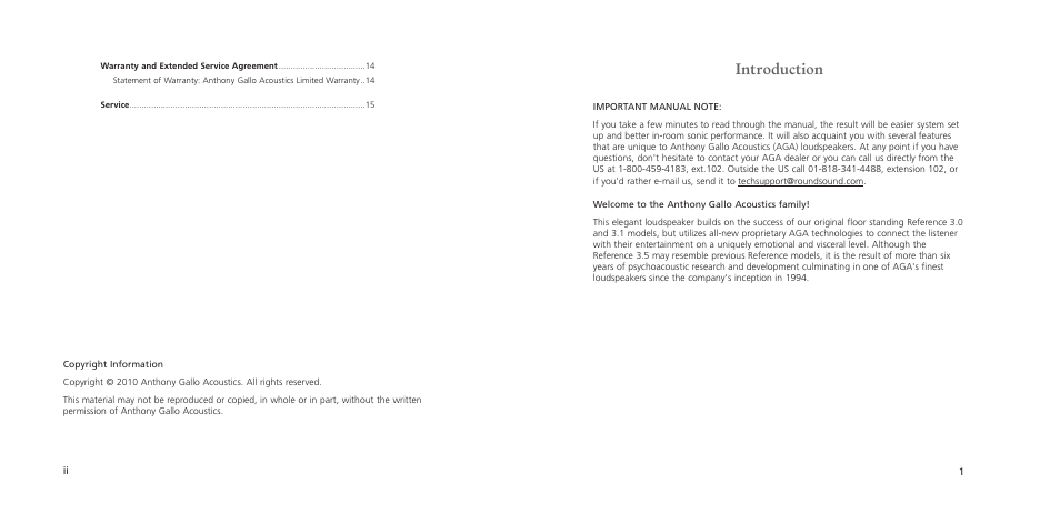 Introduction | Anthony Gallo Reference 3.5 User Manual | Page 4 / 20