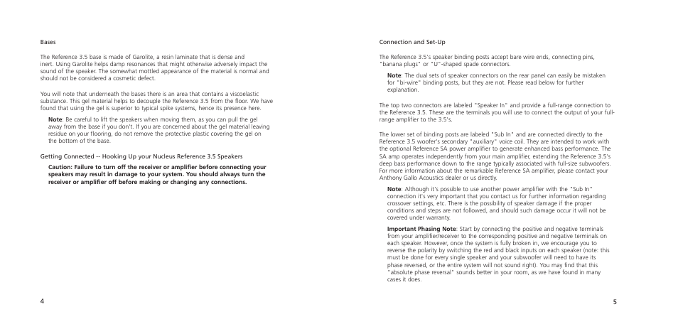 Anthony Gallo Reference 3.5 User Manual | Page 8 / 20